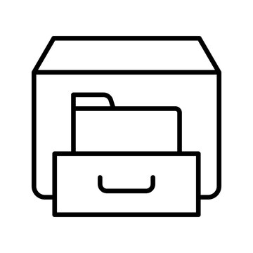 File drawer icon. Business and document management line symbol. Black and white.