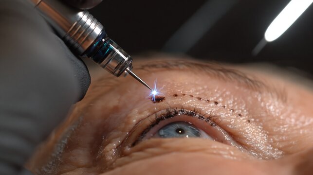 A plasma pen skin tightening facial procedure.