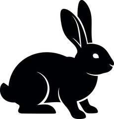 Fototapeta premium A silhouette of a rabbit a minimalist black and white animal illustration for design purposes