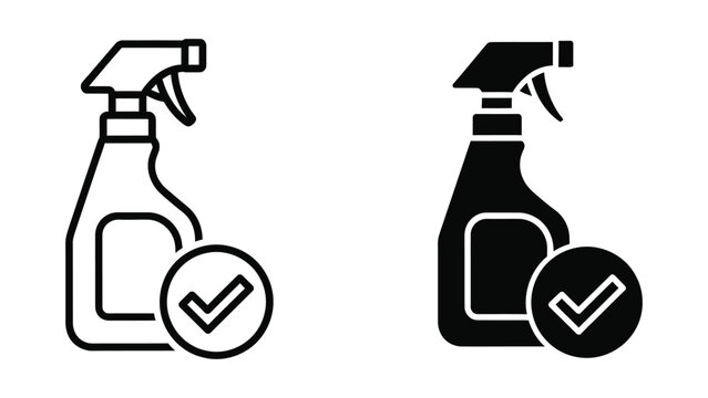 Spray bottle icons with checkmark approval symbols