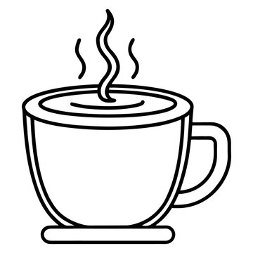 Hot coffee cup icon with steam rising for cafe menu design.