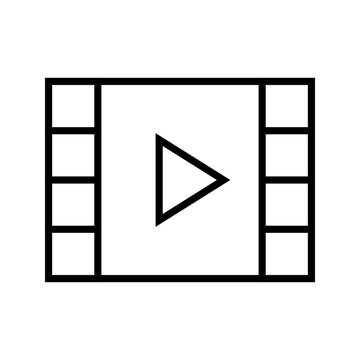 Browser video icon. Technology and media player line symbol. Black and white.