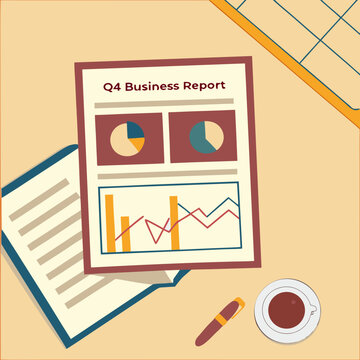 Q4 business report with graphs and charts quarterly