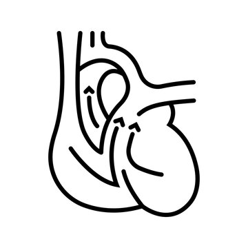Heart defect icon. Healthcare and cardiology line symbol. Black and white.