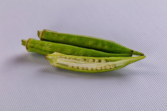Fresh green bamia - okra vegetable