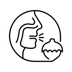 Nut allergy icon. Healthcare and food allergy line symbol. Black and white. © M.Style