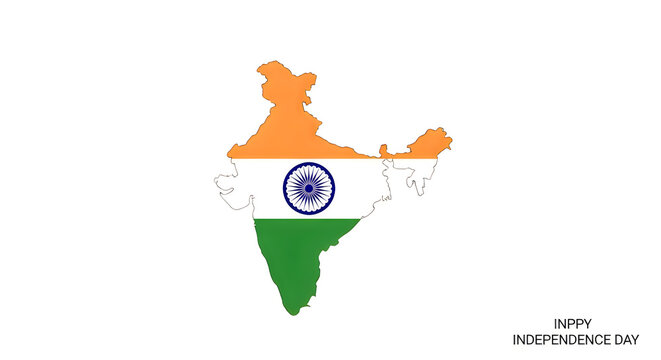 Indian independence day map of india with tricolor flag august 15th celebration