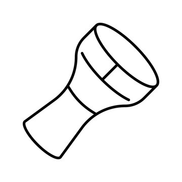 Hand drum icon. Music and percussion line symbol. Black and white.