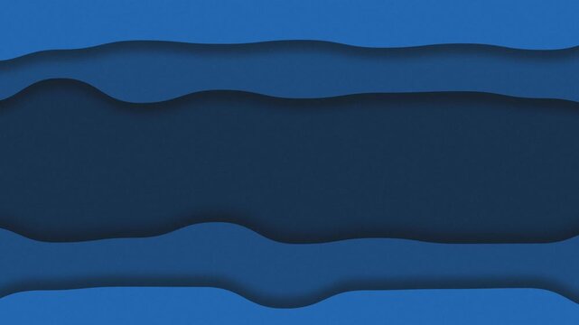 Abstract blue waves background with layers. Minimalist paper cut style design featuring wavy shapes frame with copy space in center
