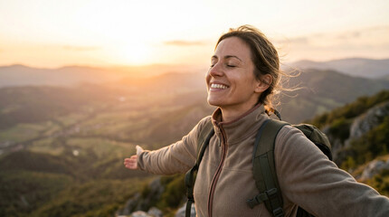 Naklejka premium young woman in the mountains