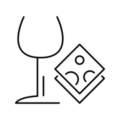 Naklejka premium Wine cheese pairing icon. Food and wine pairing line symbol. Black and white.