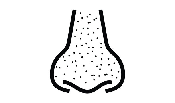 Nose with pores line Breathing icon vector illustration, black dots on human nose skin problem airborne Particle Illustration for Health and Design