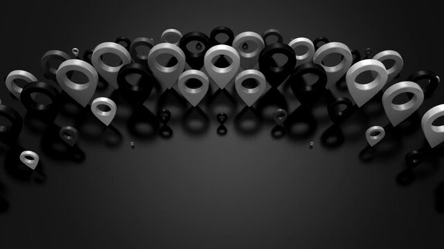 Pins Form a Wave. Abstract motion, 3d rendering, 4k resolution
