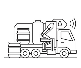 Fototapeta premium Industrial liquid waste vacuum truck line icon with smart sensor technology