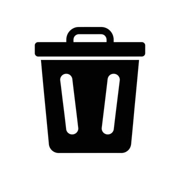 Black plastic laundry basket isolated on white background minimal design