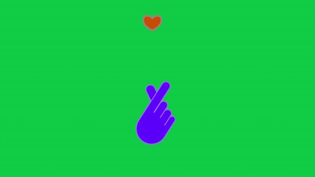 Animation of hand gesture forming love symbol with heart above, perfect for romantic branding, logo reveal, and creative marketing projects in chroma key