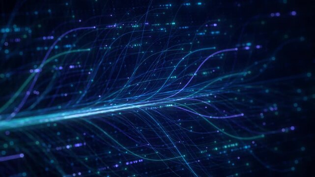 Abstract Neural Network Graph Visualization, AI Machine Learning Data Classification. Connected Nodes and Flow Lines, Big Data Technology Abstract Background for Artificial Intelligence Communication