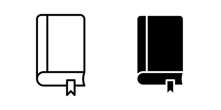 Reading book icon in outline and solid style. Suitable for library, literature, and knowledge sharing apps on white background.