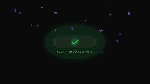 Closeup of a digital submit button with glowing effect on black background