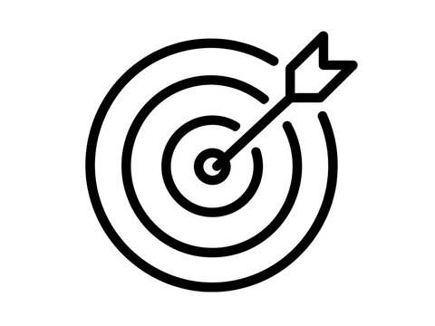 Target with arrow hitting the center bullseye icon bullseye accuracy precision objective competition illustration