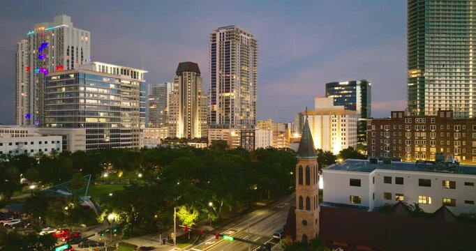 St. Petersburg downtown skyline in Florida, USA. Mid-rise and high-rise buildings in American coastal city.