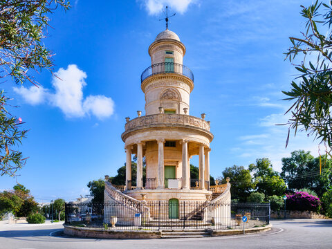 Lija, Malta &ndash; Belvedere Tower with circular structure, columns and dome under blue sky