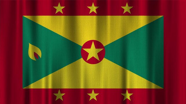 Grenada Flag Animation With Fabric Texture
