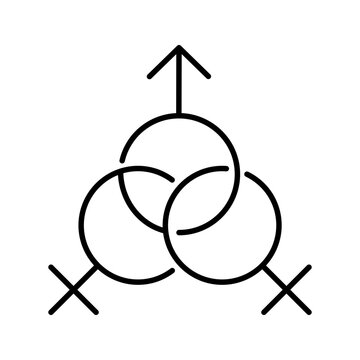 Group sex icon. Lifestyle and sexual activity line symbol. Black and white.
