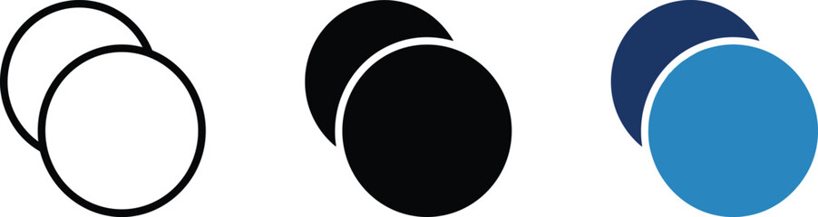 Cotton pad vector icon variants in black and blue rounded flat style, editable skincare and makeup removal symbols collection for cosmetic branding and hygiene infographics © ArtMint