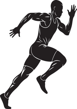 Man running athlete sprinter in motion dynamic pose illustration