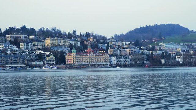 Lake Lucerne with scenic view of the historic old town, Switzerland