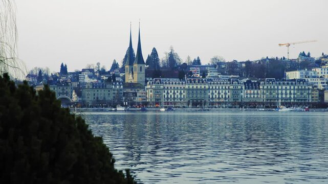 Lake Lucerne with scenic view of the historic old town, Switzerland