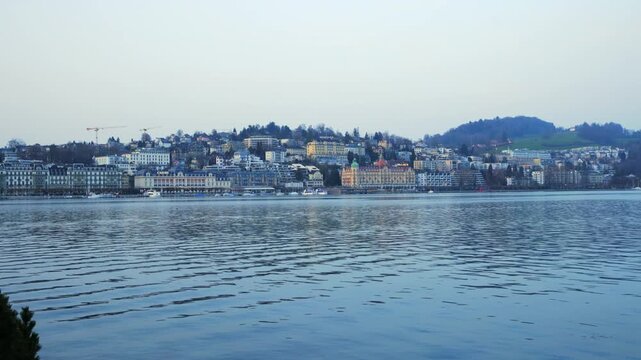 Lake Lucerne with scenic view of the historic old town, Switzerland