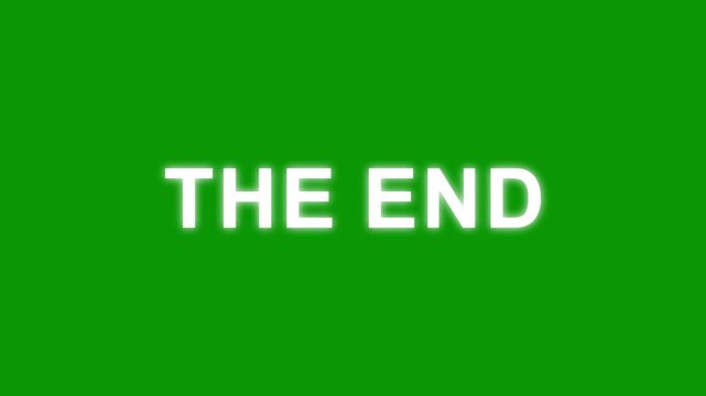 The end vibrating text with glitch effect, with black background, 4k video resolution