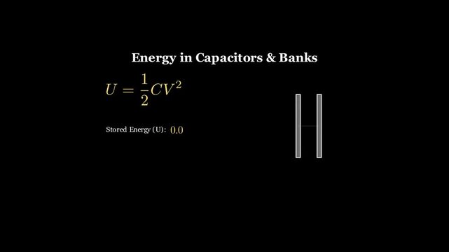Energy stored in a capacitor or in a bank of capacitors