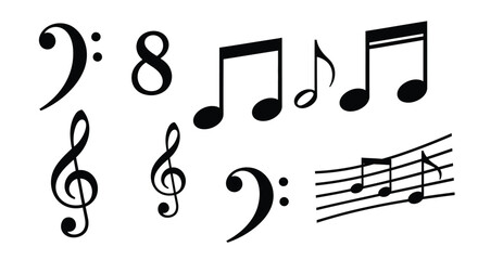 music notes and clefs silhouette high quality professional detailed modern elegant © Jewel