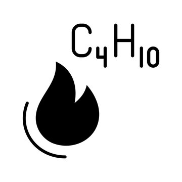 Butane gas icon. Industry and fuels filled symbol. Black and white.