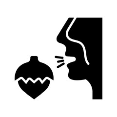 Nut allergy icon. Healthcare and allergy filled symbol. Black and white. © M.Style
