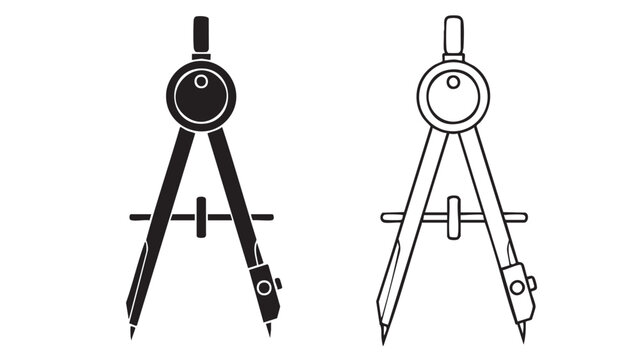 Drafting compass tool icon vector set