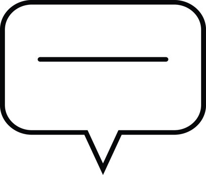 Chat bubble icon with minus symbol representing remove mute inactive message status and communication UI element isolated on transparent background