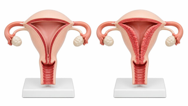 Normal And Thickened Endometrium Anatomy Comparison