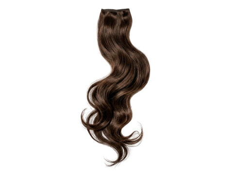a dark brown body wave ponytail hair extension with a wrap-around, transparent png
