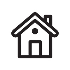 Fototapeta premium Black house with chimney and door on white background