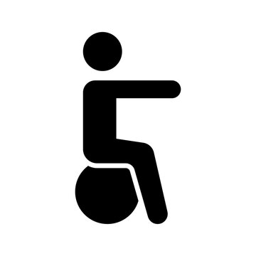 Exercise ball icon. Healthcare and rehabilitation filled symbol. Black and white.