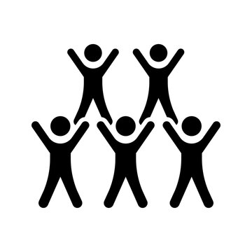 Human tower icon. Sports and acrobatics filled symbol. Black and white.