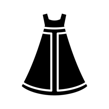 Russian folk dress icon. Fashion and folk costume filled symbol. Black and white.
