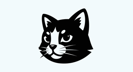 Fototapeta premium Black and white cat face illustration