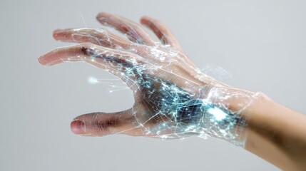 Fototapeta premium Futuristic AI-Powered Holographic Interface for Gaming with Interactive Hand Gesture Technology