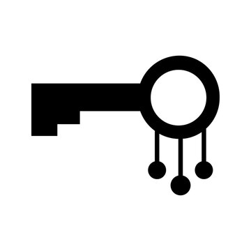 Decryption key icon. Business and cybersecurity filled symbol. Black and white.