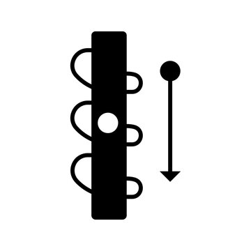 Ebonite stick icon. Science and electrostatics filled symbol. Black and white.